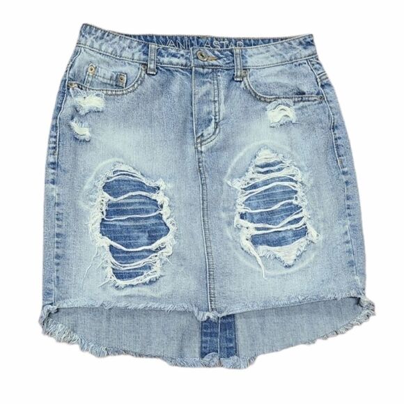 Vanilla Star‎ Distressed Highlow Jean Skirt Size 8 - Picture 1 of 8